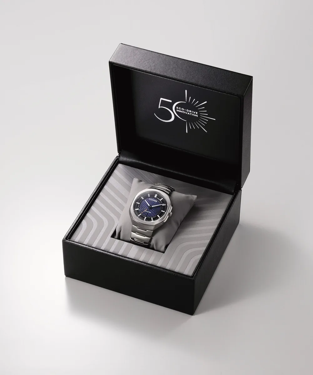 Eco-Drive PHOTON limited edition presentation box with the 50th anniversary logo